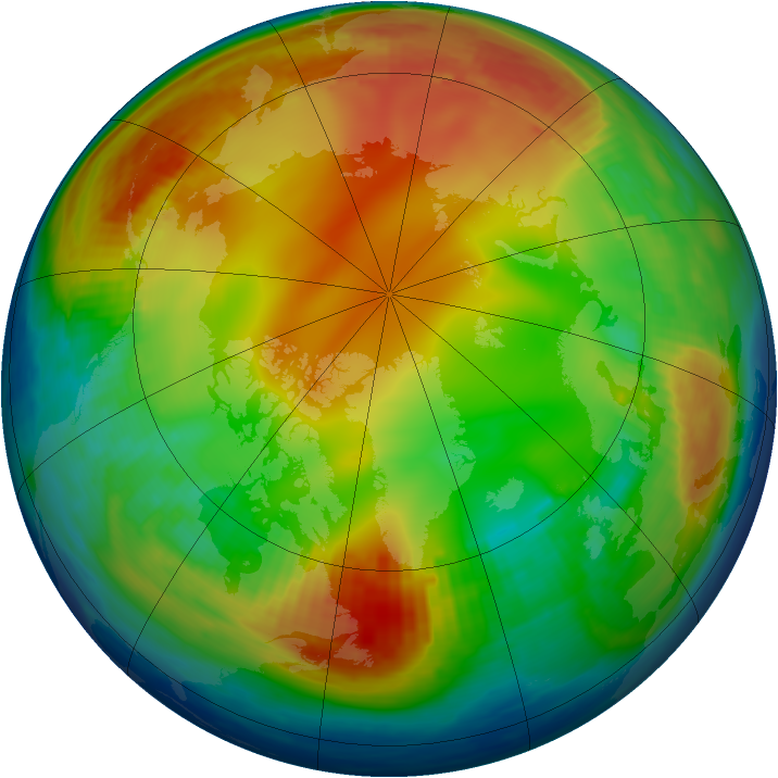 Arctic ozone map for 10 January 1985